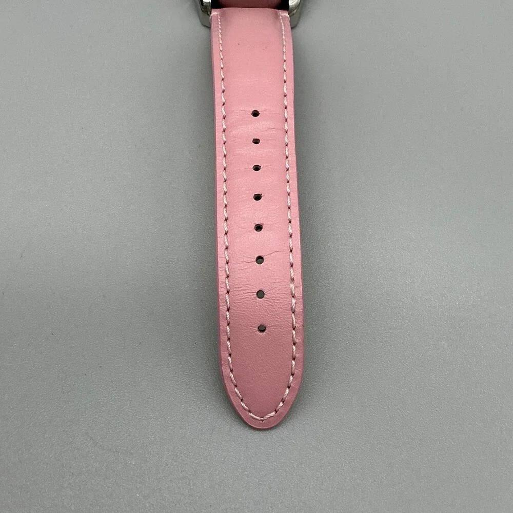 Nautica N12506L Women Watch 40mm White Dial Silver Tone Pink Leather New Battery